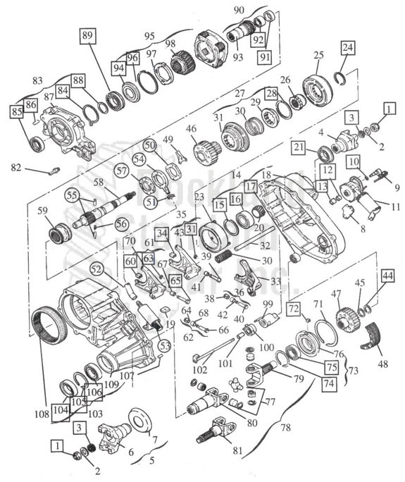 Borg Warner 1350 Transfer Case - Electrical Shift / 1986-97 Ranger/Bronco II diagram
